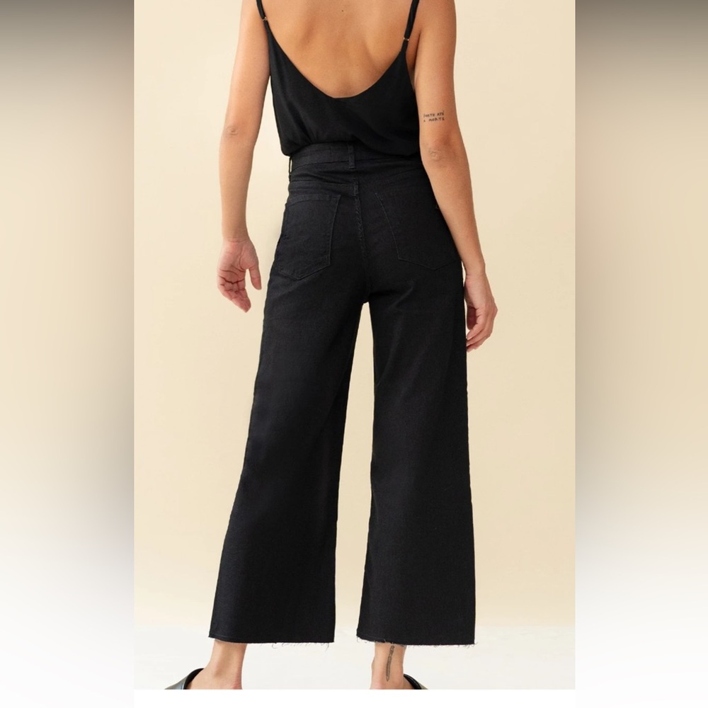 Calça Jeans Wide | Elza Cropped Preto - Picture 2 of 5